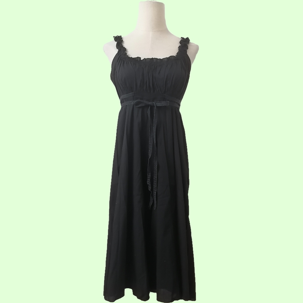 M, 100% cotton black slip midi dress